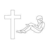 Jesus Christ sketch good Friday continuous single line outline vector art drawing and illustration