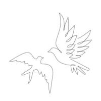 Continuous Bird one single single line art drawing vector