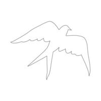 Continuous Bird one single single line art drawing vector