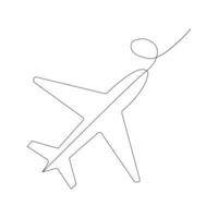 Continuous line drawing of airplane. One line Drawing from the hands of a black and white background vector