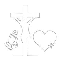 Jesus Christ sketch good Friday continuous single line outline vector art drawing and illustration