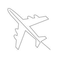 Continuous line drawing of airplane. One line Drawing from the hands of a black and white background vector