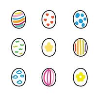 Version 1.Set of cute easter egg cartoon in various pattern on white background.Spring season collection.Baby graphic.Kawaii.Vector.Illustration. vector