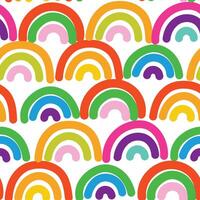 Seamless pattern of cute rainbow hand drawn on white background.Colorful.Sky.Image for card,poster,baby clothing.Kawaii.Vector.Illustration. vector