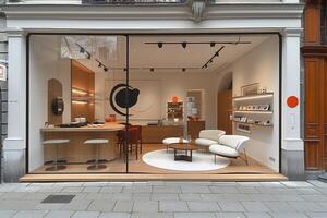 AI generated the window of a modern and stylish shop design professional photography photo