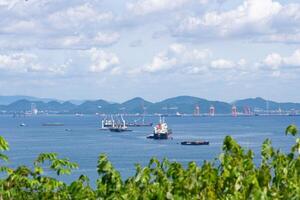 View From Top of Bay of Koh Sichang Chonburi Thailand at Daytime photo