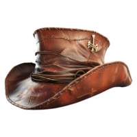 ai generato 3d interpretazione di un' cowboy pelle cappello su trasparente sfondo - ai generato png