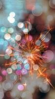 Abstract background pattern, presentation cover illustration, geometric texture with sparkles and fireworks close view photo