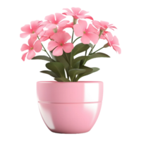 ai generado 3d representación de un hermosa flores en un maceta en transparente antecedentes - ai generado png