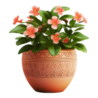 ai generiert 3d Rendern von ein schön Blumen im ein Topf auf transparent Hintergrund - - ai generiert png