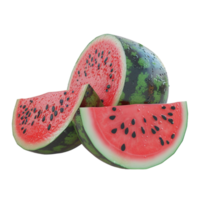 ai generiert 3d Rendern von ein Wassermelone mit Scheiben auf transparent Hintergrund - - ai generiert png