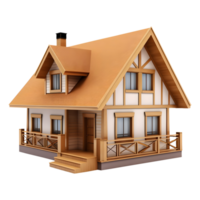 AI generated 3D Rendering of a Wooden House on Transparent Background - Ai Generated png