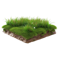 ai gegenereerd 3d renderen van een klei grond met gras Aan het Aan transparant achtergrond - ai gegenereerd png