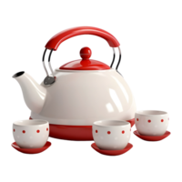 AI generated 3D Rendering of a Teapot and Cups Set on Transparent Background - Ai Generated png