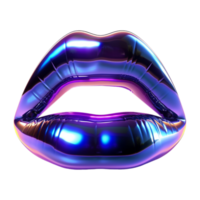 AI generated 3D Rendering of a Neon Light Lips on Transparent Background - Ai Generated png