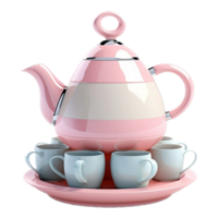 AI generated 3D Rendering of a Teapot and Cups Set on Transparent Background - Ai Generated png