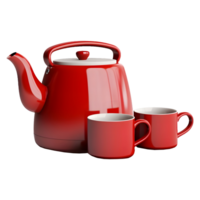 AI generated 3D Rendering of a Teapot and Cups Set on Transparent Background - Ai Generated png