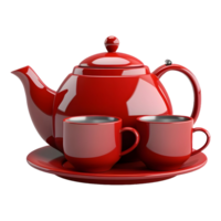 AI generated 3D Rendering of a Teapot and Cups Set on Transparent Background - Ai Generated png