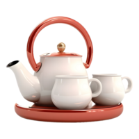 AI generated 3D Rendering of a Teapot and Cups Set on Transparent Background - Ai Generated png