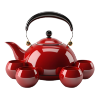 AI generated 3D Rendering of a Teapot and Cups Set on Transparent Background - Ai Generated png