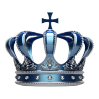 AI generated 3D Rendering of a Blue Color King Crown on Transparent Background - Ai Generated png