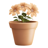 ai genererad 3d tolkning av en skön blommor i en pott på transparent bakgrund - ai genererad png