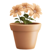 ai gerado 3d Renderização do uma lindo flores dentro uma Panela em transparente fundo - ai gerado png