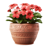 ai gegenereerd 3d renderen van een mooi bloemen in een pot Aan transparant achtergrond - ai gegenereerd png