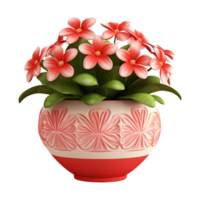 ai gegenereerd 3d renderen van een mooi bloemen in een pot Aan transparant achtergrond - ai gegenereerd png