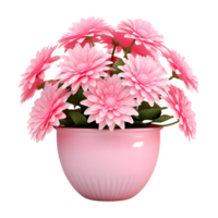 ai generado 3d representación de un hermosa flores en un maceta en transparente antecedentes - ai generado png