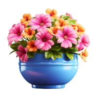 ai generado 3d representación de un hermosa flores en un maceta en transparente antecedentes - ai generado png