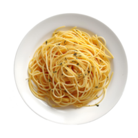 ai genererad spaghetti i en tallrik topp se på transparent bakgrund - ai genererad png