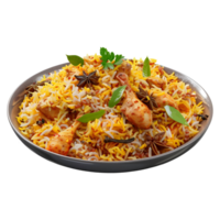 AI generated Chicken Biryani Rice in a Plate on Transparent background - Ai Generated png