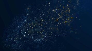 filmiska partikel övergångar med mörk blå bakgrund med en stjärna lysande i de himmel video