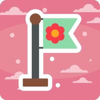 Sakura Flag Vector Icon