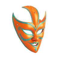 ai generado 3d representación naranja carnaval máscara png