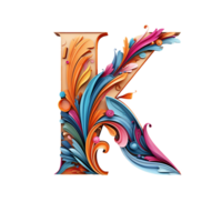 AI generated K logo, K Alphabet bold color png
