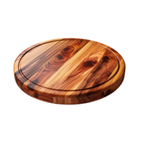 AI generated Round Wooden Board Png, Round Wooden Board Perspective view png