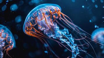 AI generated Jellyfish in the water, close-up, macro photography photo