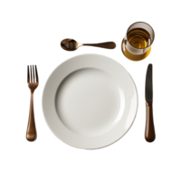 ai généré vide plaque, vide blanc assiette avec fourchette et couteau png