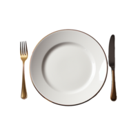 ai generado vacío lámina, vacío blanco plato con tenedor y cuchillo png