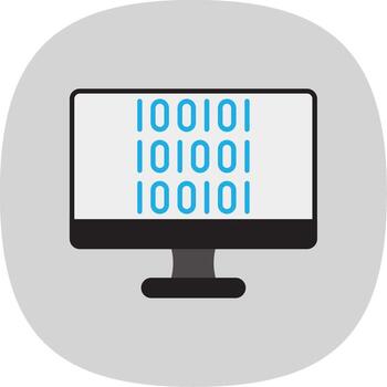 binario código plano curva icono vector