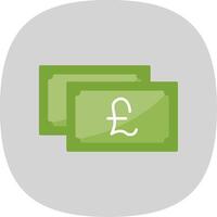 Pound Currency Flat Curve Icon vector