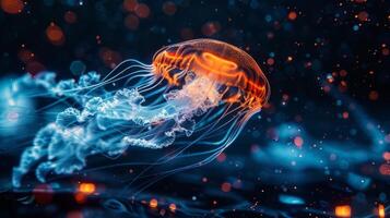 AI generated Jellyfish in the water. 3d rendering, 3d illustration photo