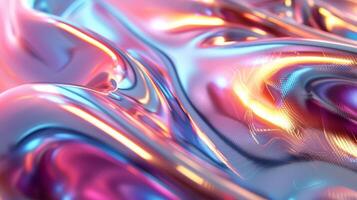 AI generated Modern abstract background with a futuristic twist, featuring metallic textures and holographic elements that create a 3D illusion photo