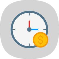 hora es dinero plano curva icono vector