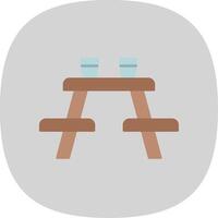 Picnic Table Flat Curve Icon vector