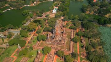 historisk stad av ayutthaya, thailand antenn video