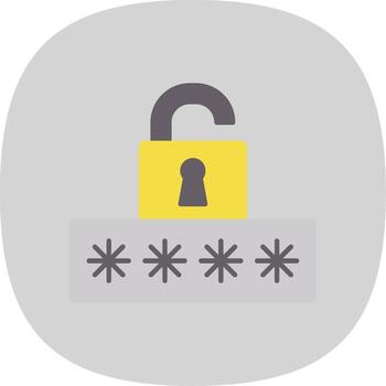 Broken Password Flat Curve Icon vector