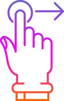 Tap and Move Right Line Gradient Icon vector